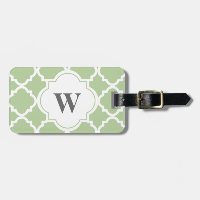 Étiquette À Bagage Élégant Monogramme de surface et de quatrefoil bla (Devant horizontal)