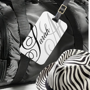 Étiquette À Bagage Élégant Monogramme de typographie