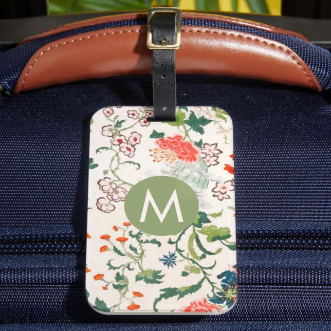 Étiquette À Bagage Élégant Monogramme Floral (Insitu Rectoal 2)