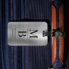 Élégant Monogrammé Métal Brossé Argenté