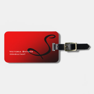 Étiquette À Bagage Élégant Monogramme noir rouge professionnel