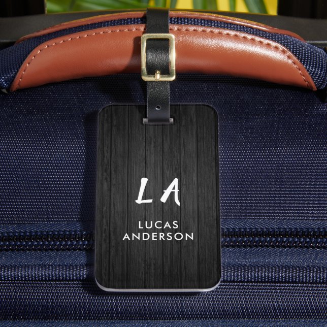 Étiquette À Bagage Élégant Monogramme Or Brossé Métallique Bagages (Insitu Rectoal 2)