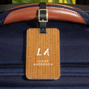 Étiquette À Bagage Élégant Monogramme Or Brossé Métallique Bagages