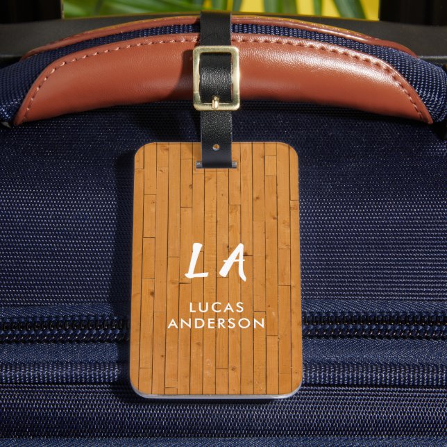 Étiquette À Bagage Élégant Monogramme Or Brossé Métallique Bagages (Insitu Rectoal 2)