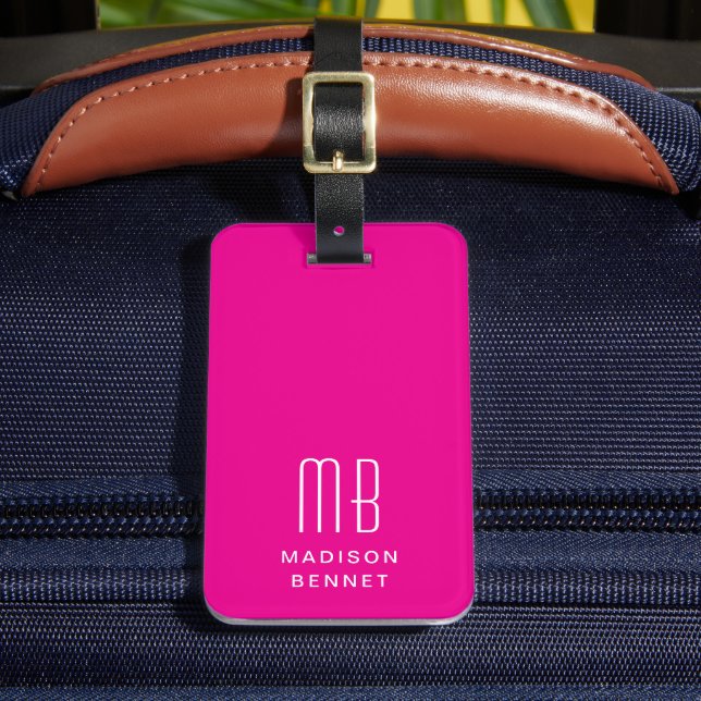 Étiquette À Bagage Élégant Monogramme rose (Insitu Rectoal 2)