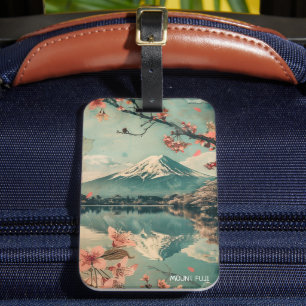 Étiquette À Bagage Élégant Mont Fuji Japon Voyage Vintage
