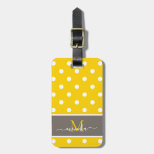 Étiquette À Bagage Élégant Motif Pointe Polka moderne avec Monogramme
