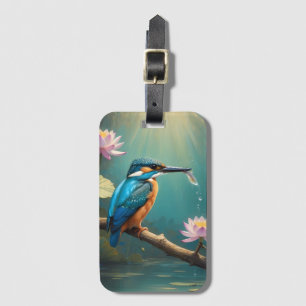 Étiquette À Bagage Élégant oiseau de martin-pêcheur