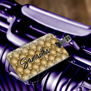 Étiquette À Bagage Élégant or brillant parties scintillant monogramme