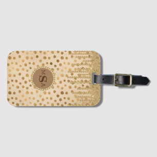Étiquette À Bagage Elégant or Cheetah Bling Rhinestones Momogramme