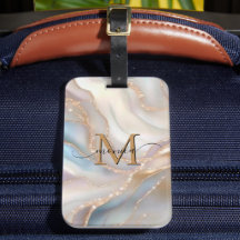 Élégant Or et Nacre Monogramme Nom Personnalisé