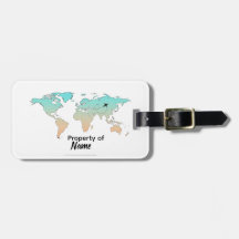 Élégant Pastel World Map Bagage balise