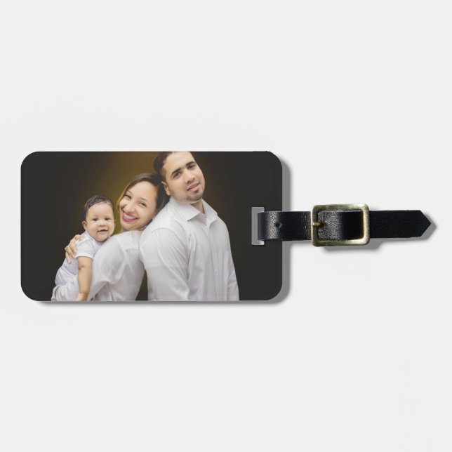 Étiquette À Bagage Elegant Personalized Family Photo Collage (Devant horizontal)
