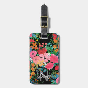 Étiquette À Bagage Elegant Pink watercolor Floral Bouquet Design