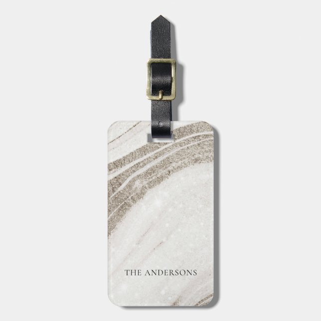 Étiquette À Bagage Élégant Porte en marbre or pâle Abstrait (Devant Vertical)