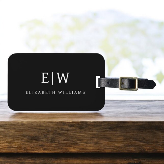 Étiquette À Bagage Élégant professionnel simple Monogramme minimalist (Créateur téléchargé)