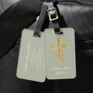 Étiquette À Bagage Élégant Psaume Religieux Sage Vert