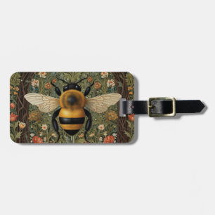 Étiquette À Bagage Elégant rétro bumblebee boho botanique floral art