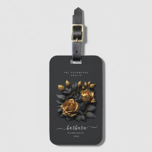 Étiquette À Bagage Élégant Rose d'or noir Mariage gothique Voyage