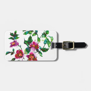 Étiquette À Bagage Élégant roses floraux de magenta rose