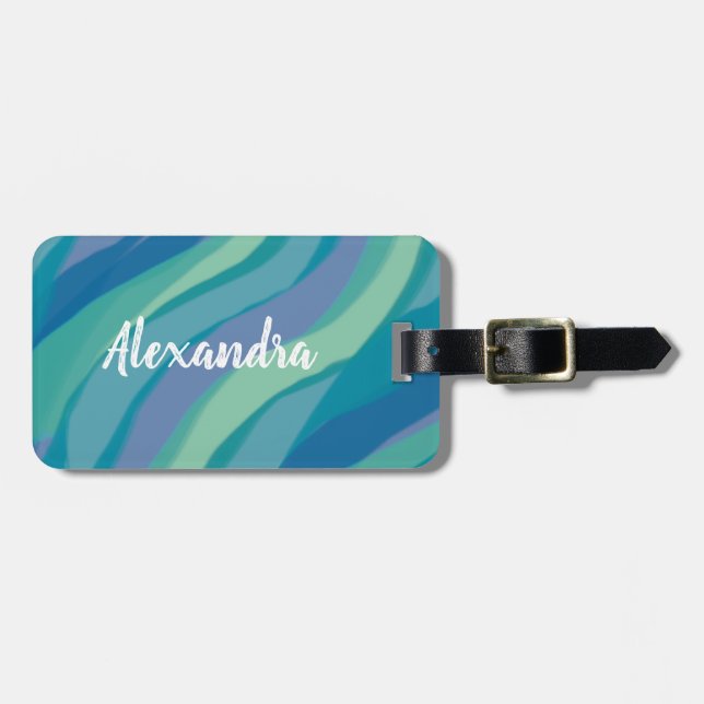 Étiquette À Bagage Elégante aquarelle colorée Abstraite (Devant horizontal)