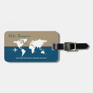 Étiquette À Bagage Élégante carte du monde moderne