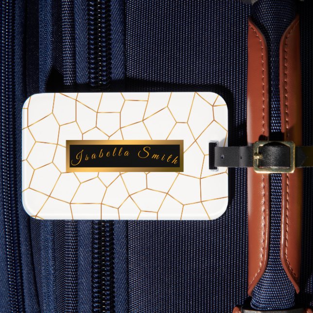 Étiquette À Bagage Élégante collection de verre blanc doré moderne (Insitu Rectoal 4)