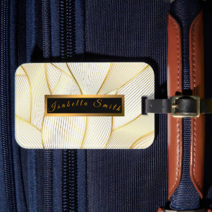 Étiquette À Bagage Elégante collection Floral Or Blanc