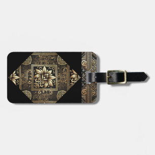 Étiquette À Bagage Élégante étiquette de bagage Ornate Noir & Or