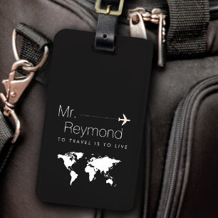 Étiquette À Bagage élégante étiquette de bagage personnalisée en noir