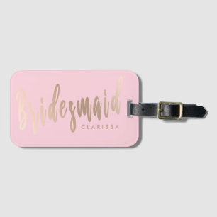 Étiquette À Bagage Elégante femme de chambre rose pastel & or rose