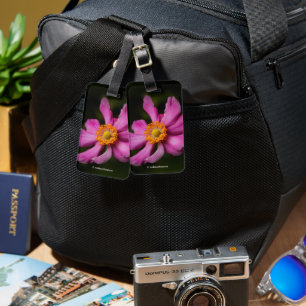 Étiquette À Bagage Élégante florale rose japonais anémone
