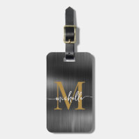 Élégante initiale de monogramme en or de métal noi