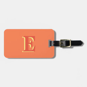 Étiquette À Bagage Élégante Lettre initiale 3D rouge orange   Corail