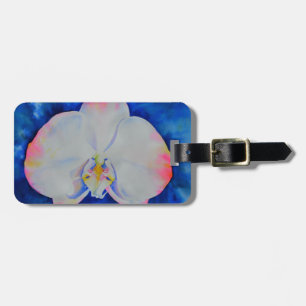 Étiquette À Bagage Elégante orchidée d'aquarelle blanche rose