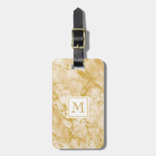 Étiquette À Bagage Elégante Parties scintillant en or de marbre doré 