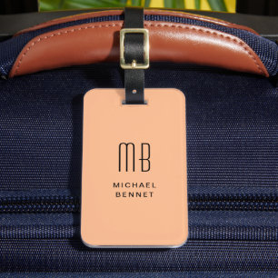 Étiquette À Bagage Élégante pêche au monogramme