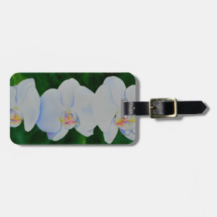 Étiquette À Bagage Elégante peinture d'orchidée tropicale blanche