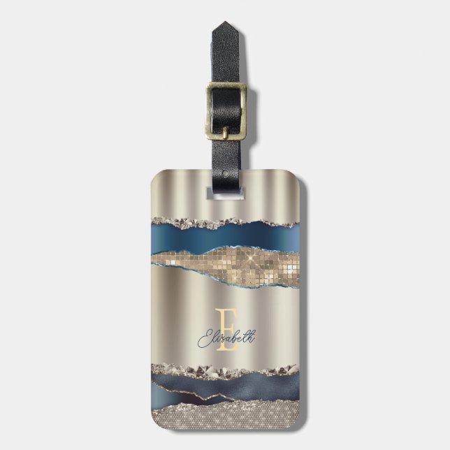 Étiquette À Bagage Élégante série d'âge bleu Indigo (Devant Vertical)