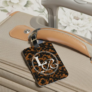 Étiquette À Bagage Élégante typographie Monogram Tortoise Shell