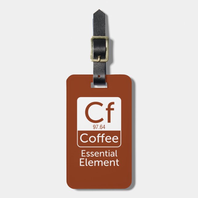 Étiquette À Bagage Elem essentiel de chimie de calembour de café (Devant Vertical)