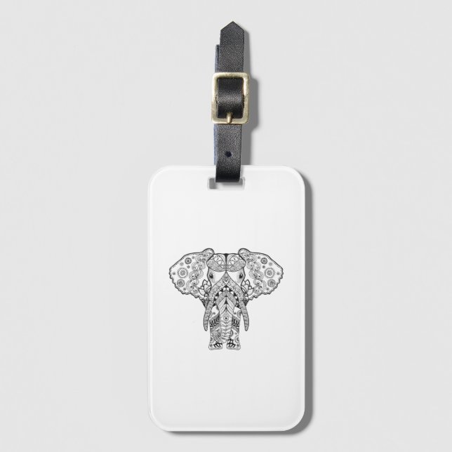 Étiquette À Bagage Éléphant de style (Devant Vertical)