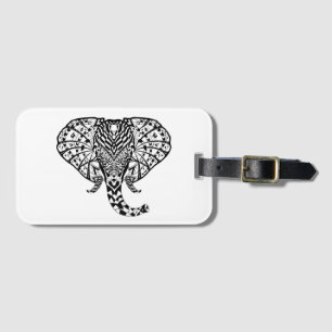Étiquette À Bagage Éléphant ethnique de motif