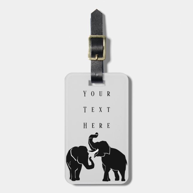 Étiquette À Bagage Eléphants - Ajouter Votre Texte / Nom - (Devant Vertical)