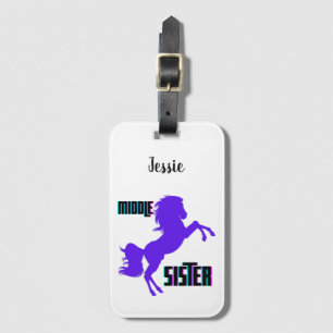 Étiquette À Bagage Élevage de poney violet de la sœur moyenne