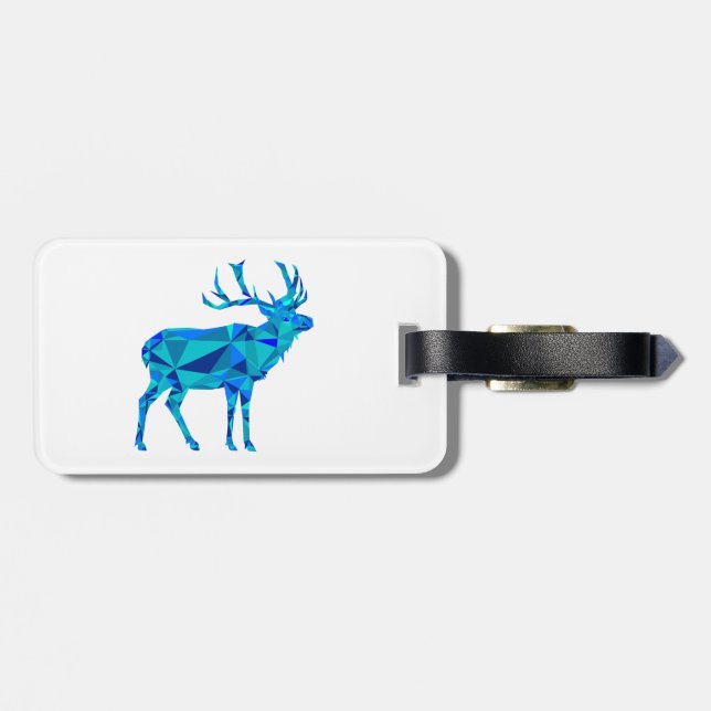 Étiquette À Bagage Elk géométrique bleu (Dos horizontal)