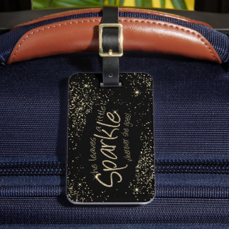 Étiquette À Bagage Elle Feuille une petite étincelle en or et noir