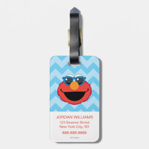 Étiquette À Bagage Elmo visage souriant avec lunettes de soleil