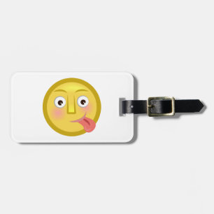 Étiquette À Bagage Emoji Langue Sortie Visage Drôle et Nigaud