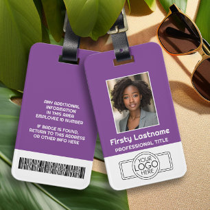 Étiquette À Bagage Employé Personnalisé - Photo, Code Barre, Logo, No